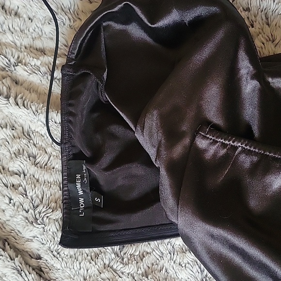 Black Silk Thigh Slit Cocktail Dress - Picture 4 of 4